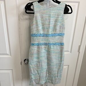 Talbots Women Dress‎ 2 Pastel Tweed Sleeveless Zip Textured Ribbon Lined Easter